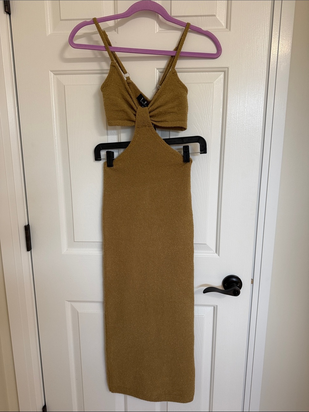 Lulu's Backless Twist Front Knit Midi Dress